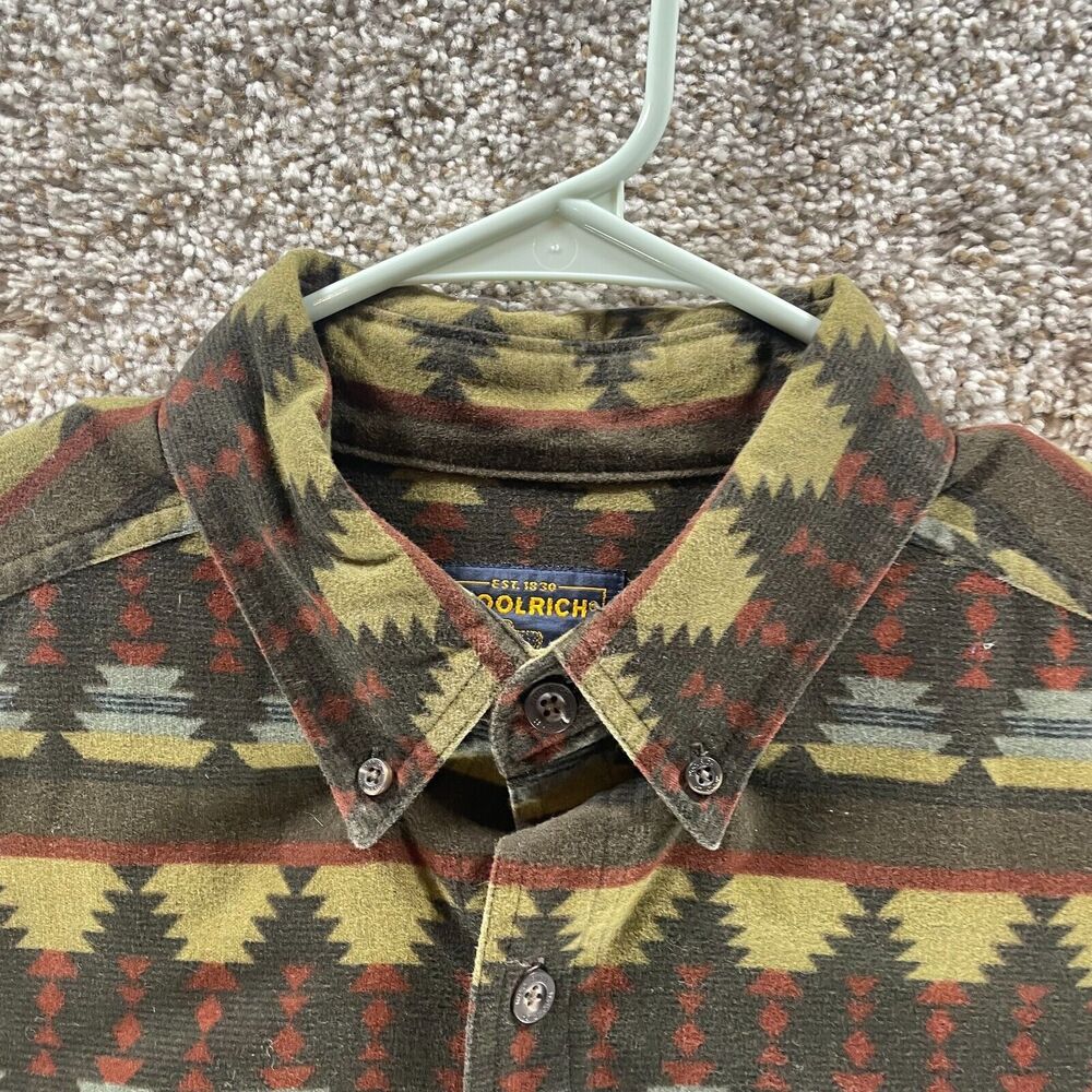 Vintage Woolrich Shacket Mens Large Aztec Southwestern Button Up Heavy Flannel - Picture 2 of 11